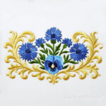 Cornflowers and pansies baroque border - 4 sizes
