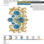 Cornflowers and pansies baroque border - 4 sizes