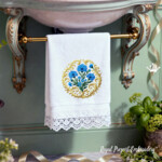 Baroque cornflowers round ornament - 4 sizes