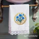 Baroque cornflowers round ornament - 4 sizes