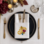 Elegant Leaf Motif for Napkins - 5 sizes