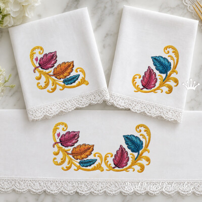 Bordure et coins en feuilles baroques - 4 tailles