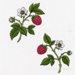 Raspberry Branches with Flowers Machine Embroidery Designs Set - 4 Sizes
