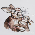 Bunnies - mother and baby large - 4 sizes