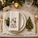 Ensemble de motifs de broderie machine Bébé chèvre de Noël et sapin aux carottes – 2 motifs