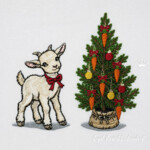 Ensemble de motifs de broderie machine Bébé chèvre de Noël et sapin aux carottes – 2 motifs