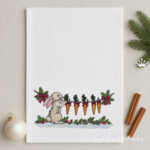 Christmas Bunny Decorating a Carrot Garland Machine Embroidery Design - 5 Sizes
