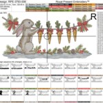 Christmas Bunny Decorating a Carrot Garland Machine Embroidery Design - 5 Sizes