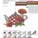 Red checkered teapot with poppies - 4 sizes