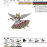 Christmas Checkered Angel with Flute - 3 Sizes