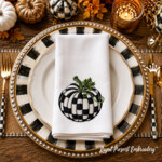 Black and White Checkered Pumpkin Machine Embroidery Design- 3 sizes