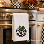 Black and White Checkered Pumpkin Machine Embroidery Design- 3 sizes