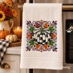 Checkered Pumpkin with Ornament Machine Embroidery Design - 3 sizes
