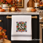 Checkered Pumpkin with Ornament Machine Embroidery Design - 3 sizes