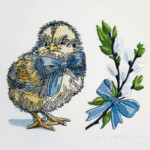 Vintage Easter Chick with Pussy Willow - 4 sizes