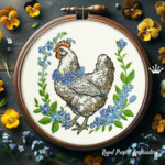 Spring Hen with a Wreath of Forget-Me-Nots - 4 sizes