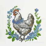 Spring Hen with a Wreath of Forget-Me-Nots - 4 sizes