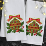 Christmas Ball with Holly Leaves - 3 sizes