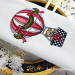 Checkered Christmas Balloon with Teddy Bear - 4 Sizes