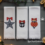 Checkered Christmas balls set of machine embroidery designs