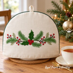 Christmas Borders with a Bow and Holly Machine Embroidery Design Set – 4 Sizes