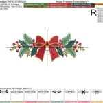 Christmas Borders with a Bow and Holly Machine Embroidery Design Set – 4 Sizes
