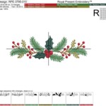 Christmas Borders with a Bow and Holly Machine Embroidery Design Set – 4 Sizes