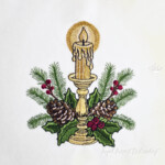 Christmas Candle with Pine Sprigs and Holly Berries - 4 sizes