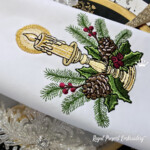 Christmas Candle with Pine Sprigs and Holly Berries - 4 sizes