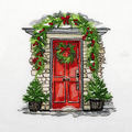 Christmas Door with Fir Trees - 5 sizes