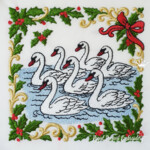 Seven Swans in a Christmas Ornament - 3 sizes