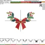 Christmas Bow with Holly and Fir Branches Machine Embroidery Design – 4 Sizes