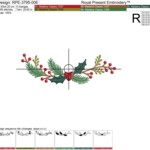Christmas Branch for a Bread Basket Liner Machine Embroidery Design – 5 Sizes