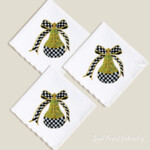 Checkered pear with bow - 4 sizes