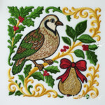 Christmas Partridge with Pear and Bow - 4 sizes