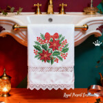 Winter Poinsettias Round Ornament with Bow - 4 sizes