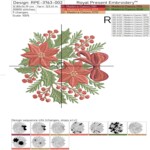 Winter Poinsettias Round Ornament with Bow - 4 sizes