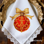 Christmas Ball with Golden Bow and Pattern - 3 sizes