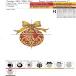 Christmas Ball with Golden Bow and Pattern - 3 sizes