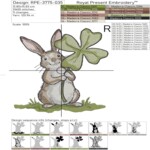 Spring Bunny with a clover leaf - 6 sizes
