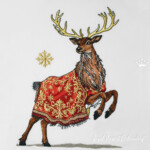 Christmas Deer in Red Robe - 4 sizes