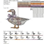 Country Goose with a lilac bow - 4 sizes