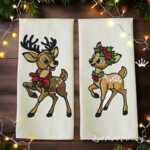 Cartoon Christmas deer's - 4 sizes