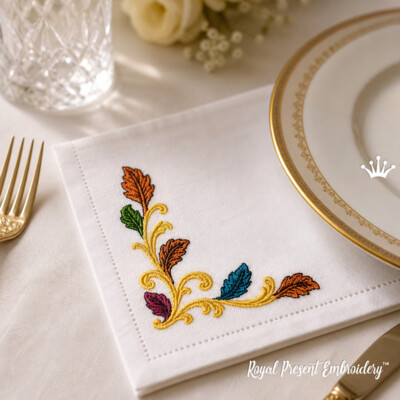 Coin baroque d'automne pour le linge de table - 4 tailles