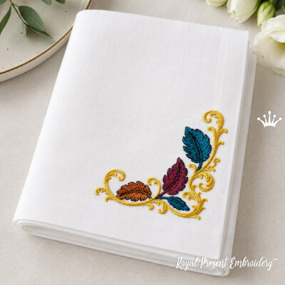 Coin Baroque avec Feuilles Colorées pour Textile de Maison - 4 tailles