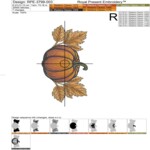 Fall Pumpkin with Golden Leaves Machine Embroidery Design - 4 Sizes