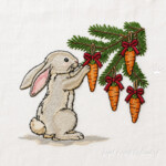 Bunny Picking Carrot Ornaments Christmas Machine Embroidery Design - 3 sizes