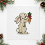 Christmas Bunny and Carrot Ornaments Embroidery Designs Set - 4 Sizes