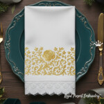 Fragment of Border Single-Color Roses machine embroidery design - 4 sizes
