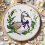 Goose in a wreath of lilies of the valley - 4 sizes